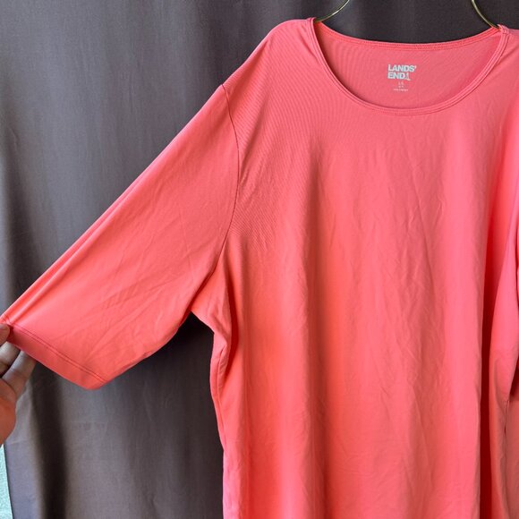 Land's End Women's 1X-2X, M LONG Rash Guard Top Elbow Sleeve Relaxed Tee UPF 50 - Picture 2 of 9